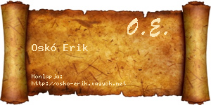 Oskó Erik névjegykártya
